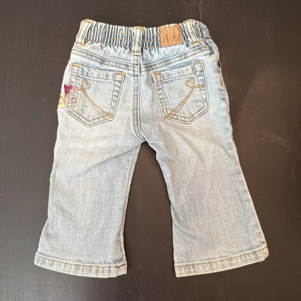 Y2K EST 1989 Childrens Place Toddler Girls 12 Mo. Embroidered Fairy Flare Jeans